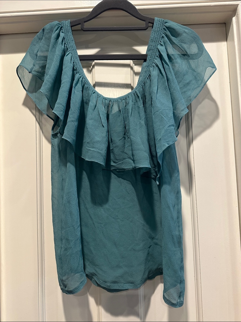 Vena Cava Teal Ruffle Off-Shoulder Blouse